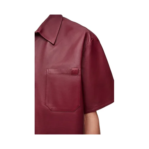 Short sleeve shirt in nappa lambskin