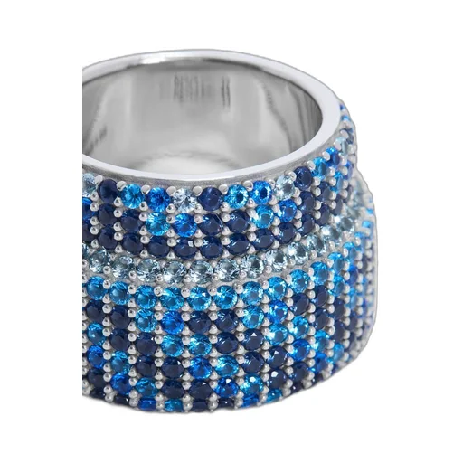 Large Pavé ring in sterling silver and crystals