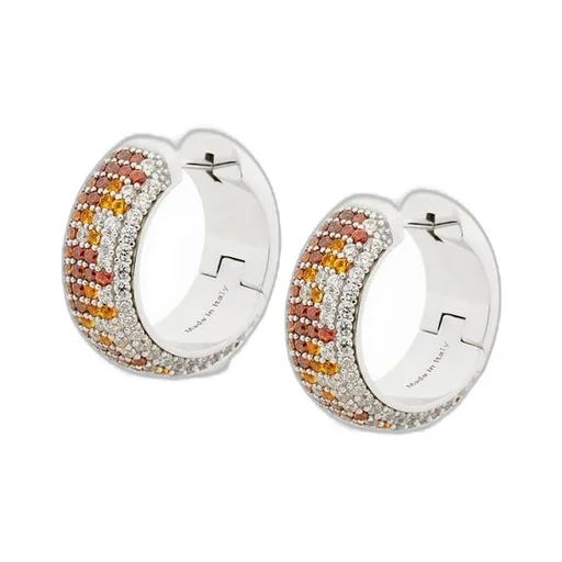 Pavé hoop earrings in sterling silver and crystals