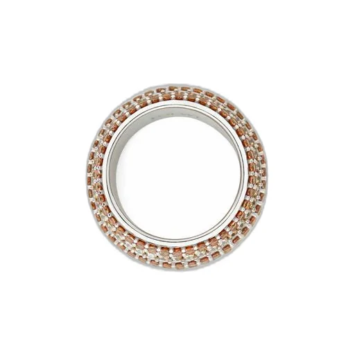 Large Pavé ring in sterling silver and crystals