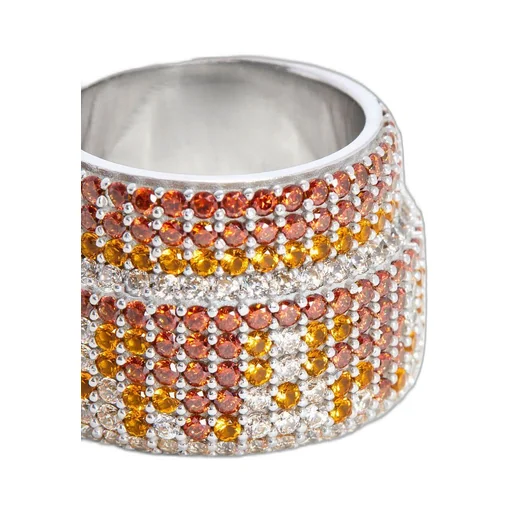 Large Pavé ring in sterling silver and crystals