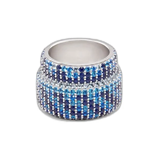 Large Pavé ring in sterling silver and crystals