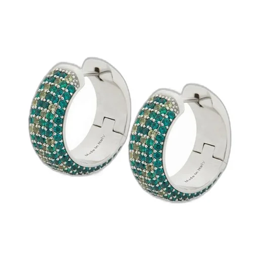 Pavé hoop earrings in sterling silver and crystals