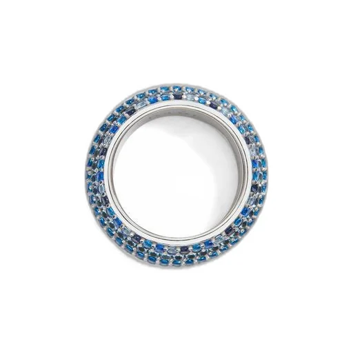 Large Pavé ring in sterling silver and crystals