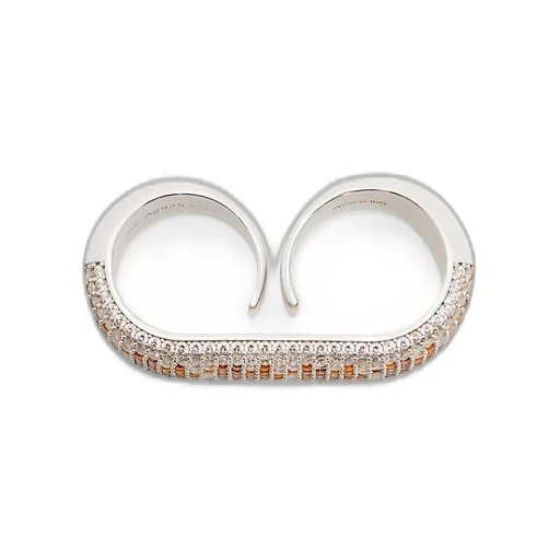 Double Pavé ring in sterling silver and crystals