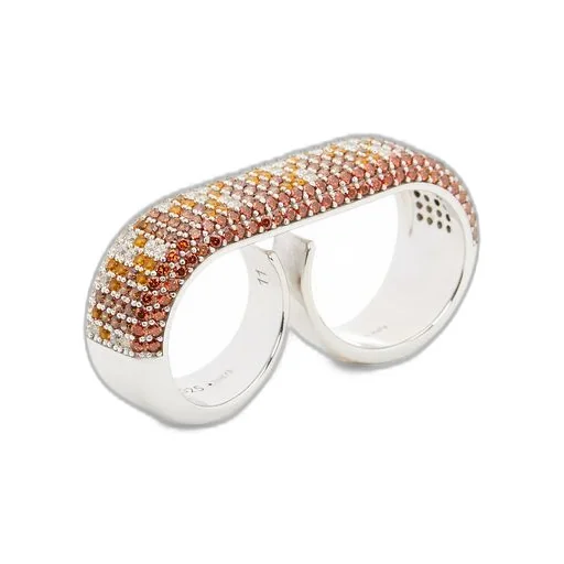 Double Pavé ring in sterling silver and crystals