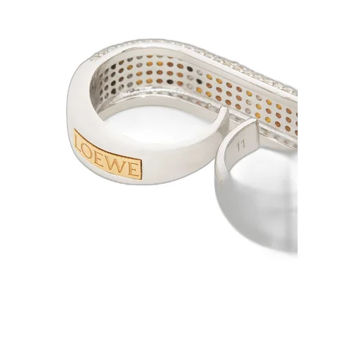 Double Pavé ring in sterling silver and crystals