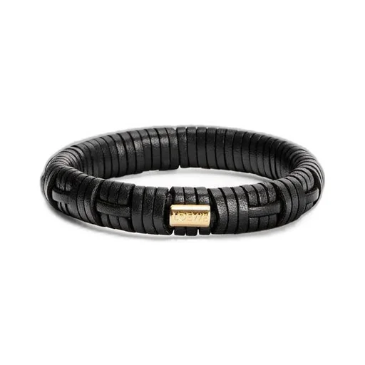 Woven bangle in brass and classic calfskin