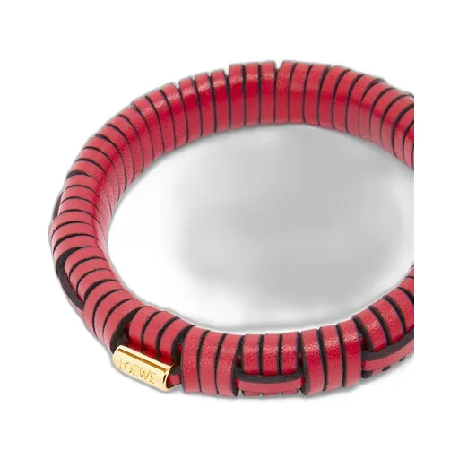 Woven bangle in brass and classic calfskin