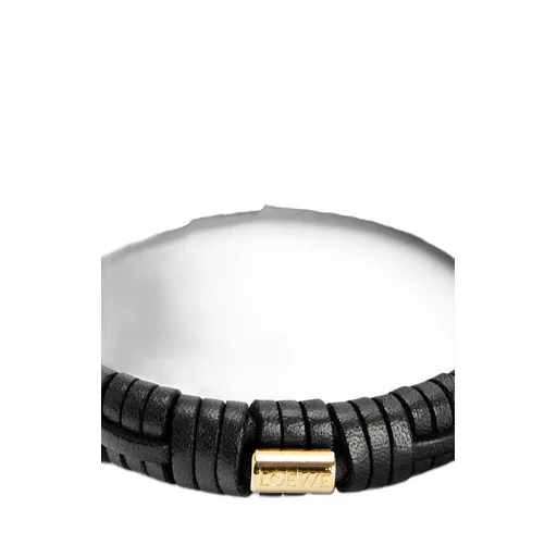 Woven bangle in brass and classic calfskin