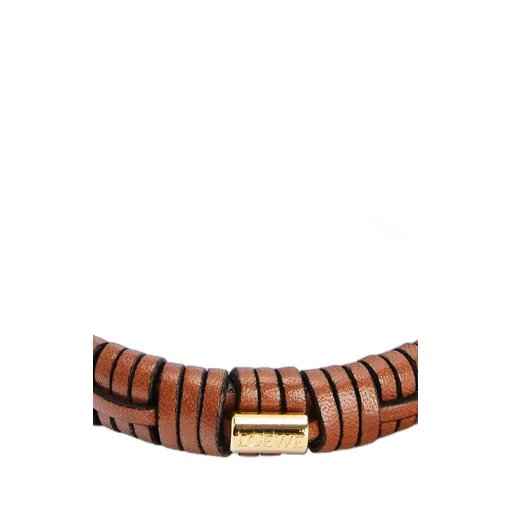 Woven bangle in brass and classic calfskin