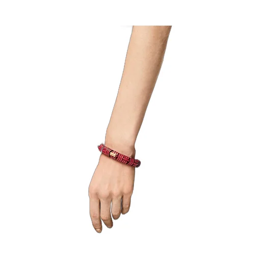 Woven bangle in brass and classic calfskin