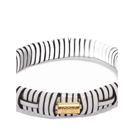 Woven bangle in brass and classic calfskin