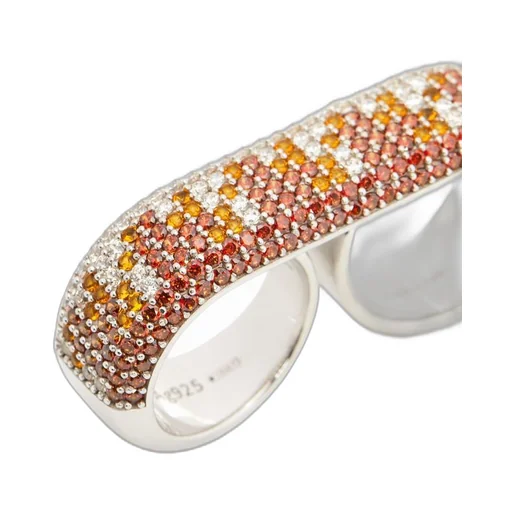 Double Pavé ring in sterling silver and crystals