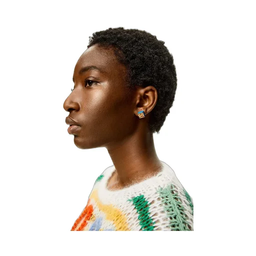 Anagram stud earrings in sterling silver and enamel