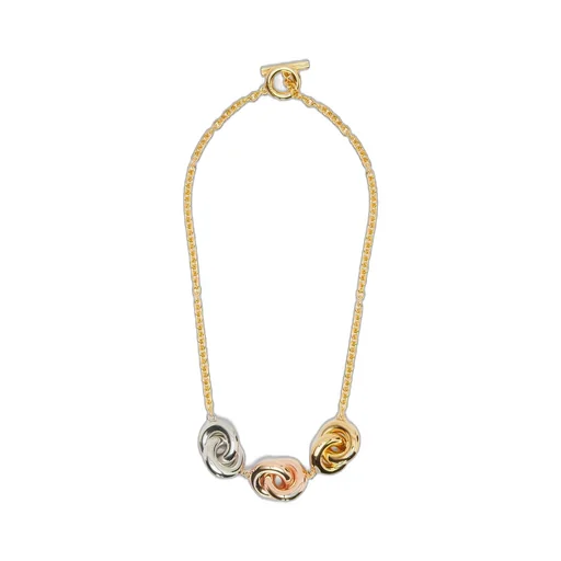Donut trio link necklace in sterling silver