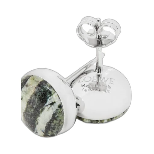 Anagram Pebble stud earrings in sterling silver and zebra jasper