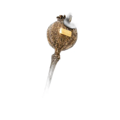 Poppy seed pendant in brass and enamel