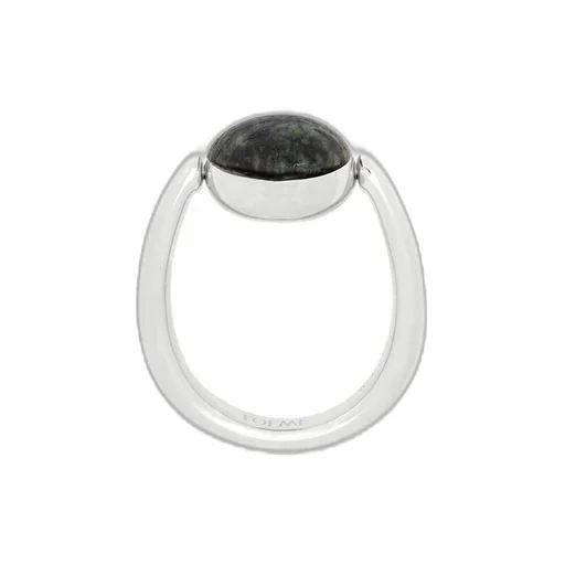 Anagram Pebble ring in sterling silver and green jasper
