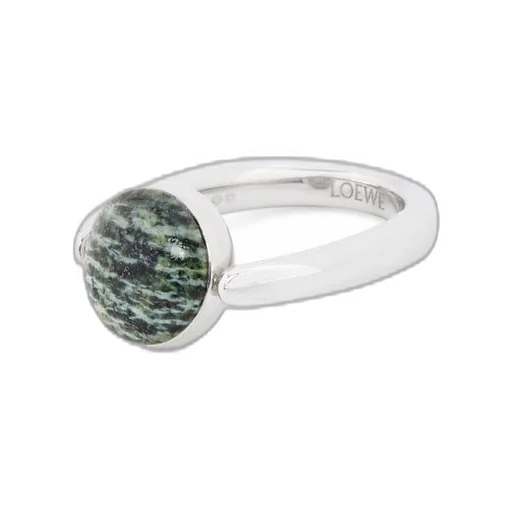 Anagram Pebble ring in sterling silver and green jasper