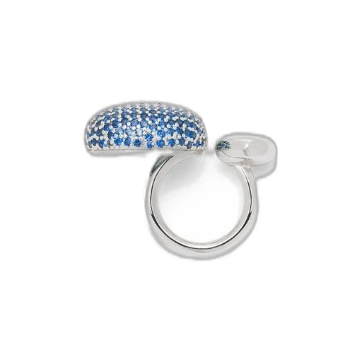 Anagram Pebble ring in sterling silver and crystals