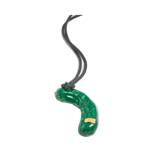 Cornichon pendant in brass and enamel