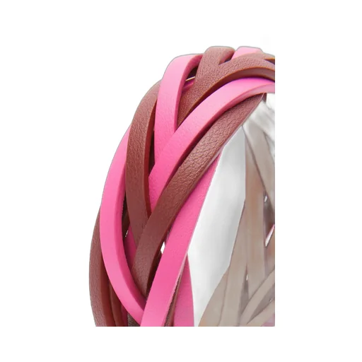 Bicolour braided bangle in calfskin