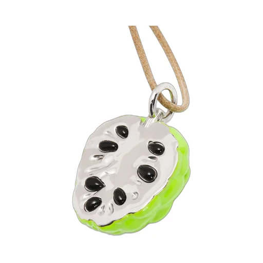 Custard apple pendant necklace in sterling silver and enamel