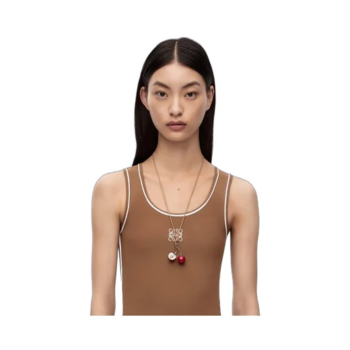 Cherry pendant necklace in sterling silver and enamel