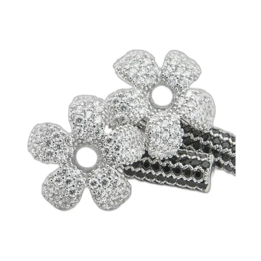 Flor earrings in sterling silver and crystals