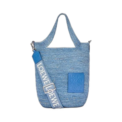 Slit bag in raffia and calfskin