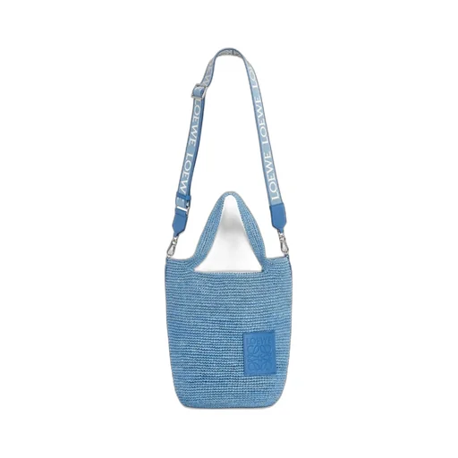 Slit bag in raffia and calfskin