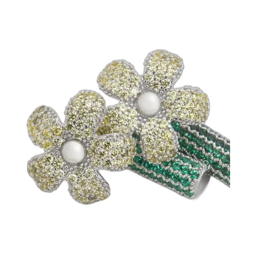 Flor earrings in sterling silver and crystals