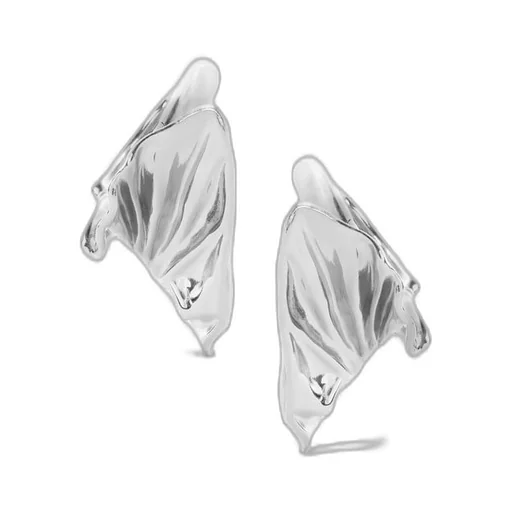 Pleated Fan hoop earrings in sterling silver