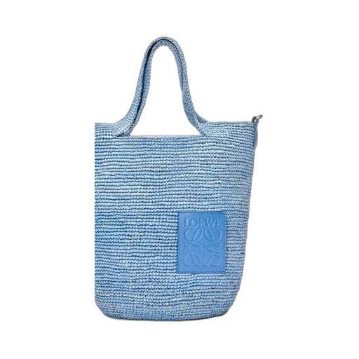 Slit bag in raffia and calfskin