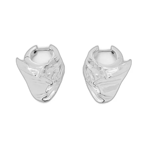 Pleated Fan hoop earrings in sterling silver
