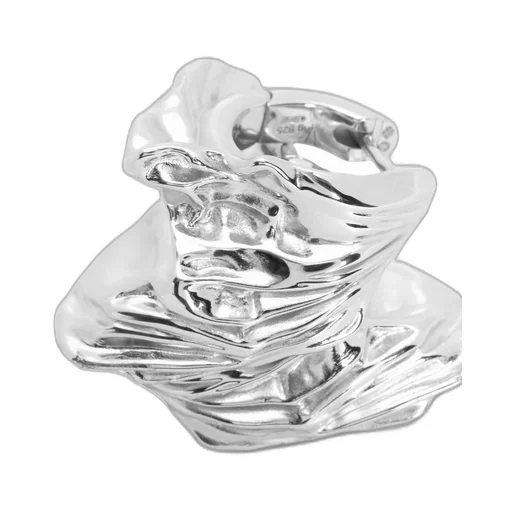 Pleated Fan hoop earrings in sterling silver