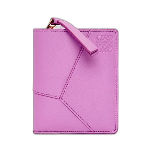 Puzzle compact zip wallet in classic calfskin