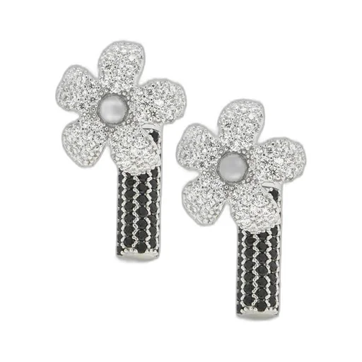 Flor earrings in sterling silver and crystals