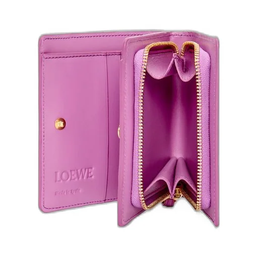 Puzzle compact zip wallet in classic calfskin