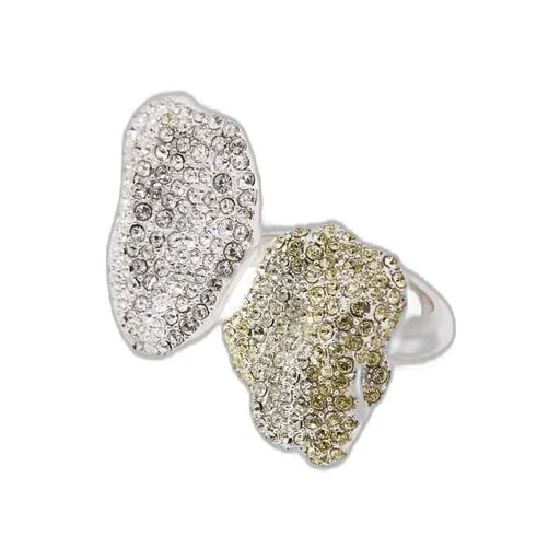 Glitter Fragment double ring in sterling silver and crystals
