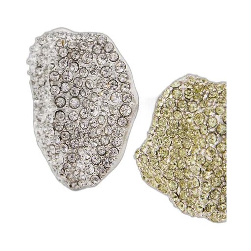 Glitter Fragment double ring in sterling silver and crystals