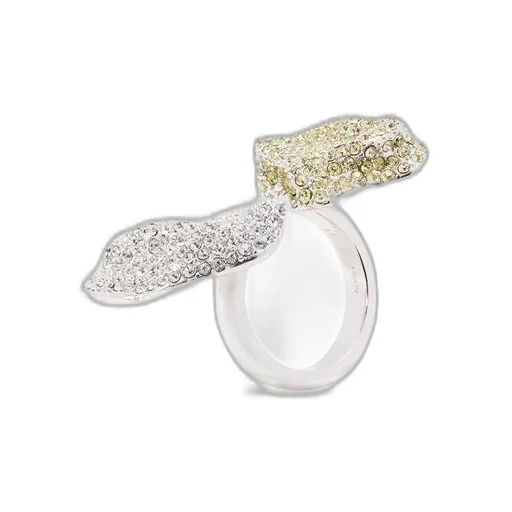 Glitter Fragment double ring in sterling silver and crystals