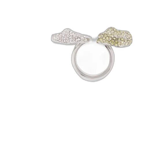 Glitter Fragment double ring in sterling silver and crystals