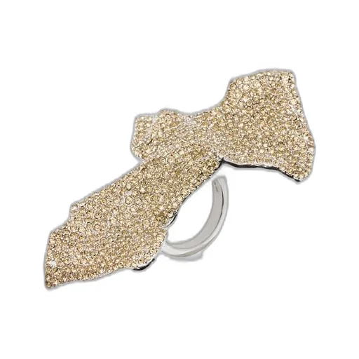 Glitter Fragment large ring in sterling silver and crystals