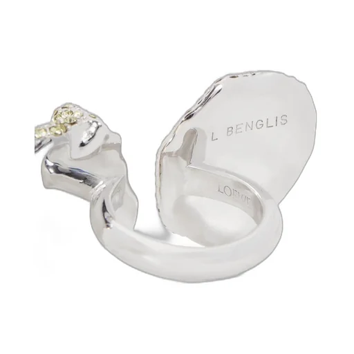 Glitter Fragment double ring in sterling silver and crystals