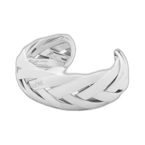 Large braided cuff in sterling silver