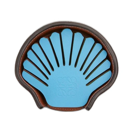 Shell coaster set in calfskin