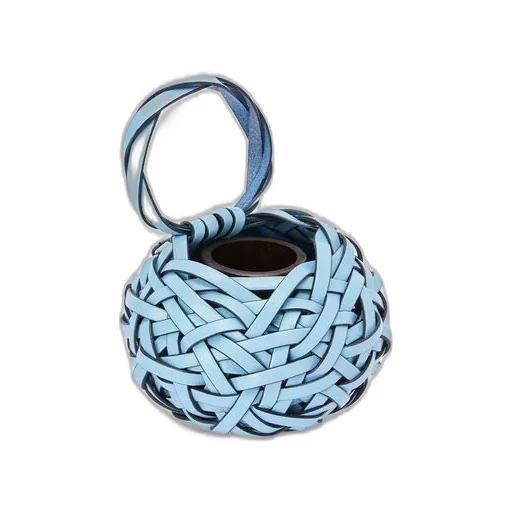 Woven nest vase in calfskin and bamboo