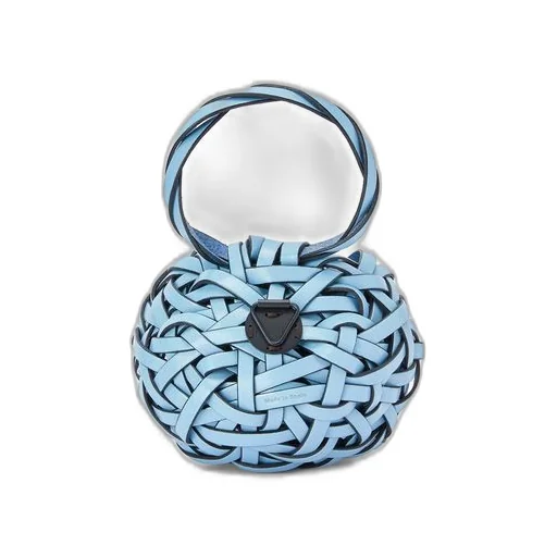 Woven nest vase in calfskin and bamboo